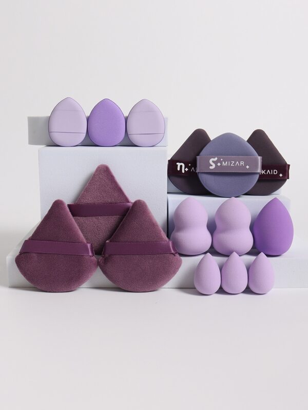Complete Makeup Sponge Set ,3 Triangle Powder Puffs, 3 Round Air