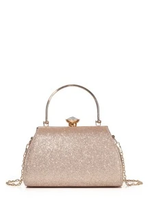 Champagne Color Clutch & Crossbody Bag, Evening Handbag - Champagne - View 1