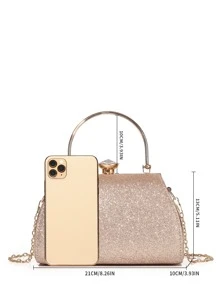 Champagne Color Clutch & Crossbody Bag, Evening Handbag - Champagne - View 4