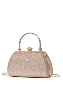 Champagne Color Clutch & Crossbody Bag, Evening Handbag - Champagne - View 2