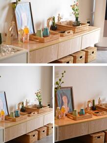 1pc Rattan Tray, Woven Design Food Storage Tray For Home - Khaki - View 6