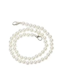 45cm圓形人造珍珠短手提鏈，可DIY更換手袋配件錢包鏈肩帶，具金屬扣環 - 白色 - 查看 2