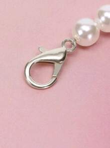 45cm圓形人造珍珠短手提鏈，可DIY更換手袋配件錢包鏈肩帶，具金屬扣環 - 白色 - 查看 5