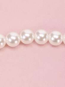 45cm圓形人造珍珠短手提鏈，可DIY更換手袋配件錢包鏈肩帶，具金屬扣環 - 白色 - 查看 4