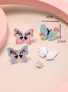 4pcs/Set Creative Butterfly Themed Girls' Brooch Set - Multicolor - View 3