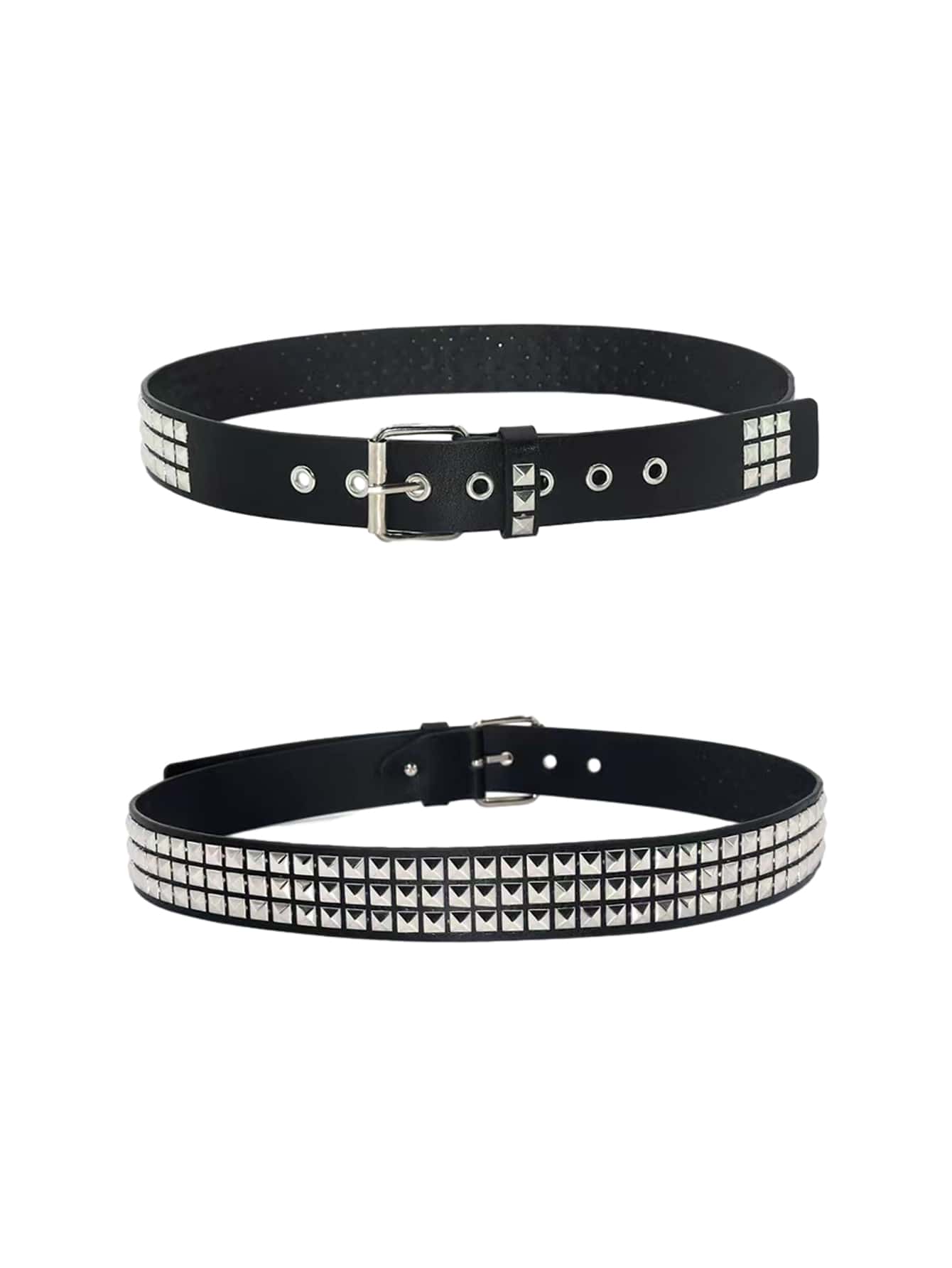 1 pièce Ceinture de jeans polyvalente avec décoration de rivets de style punk . Convient pour les tenues d'été, d'école, d'automne et d'Halloween.