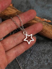 Star-shaped Necklace, Unisex, Y2k Style - Silver - View 2