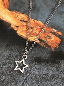Star-shaped Necklace, Unisex, Y2k Style - Silver - View 4