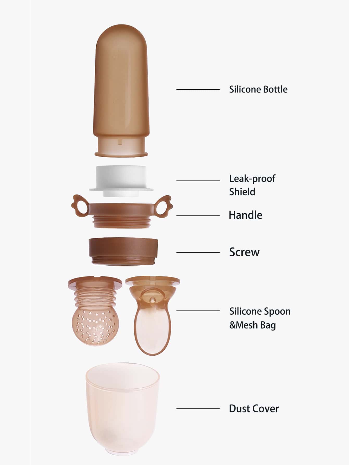 4 piezas Biberón multifuncional de silicona con 1 pieza de botella de alimentación con manija y 3 piezas de bolsa de malla elástica para bebé - Verde - Añade 6
