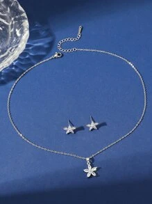 Hihho 3入組/套水鑽裝飾首飾套裝 - 銀色 - 查看 2