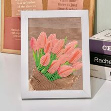 1 套郁金香钻石画套件，全新手工 DIY 材料包钻石艺术花卉和植物带框架 - 鬱金香C款 - 查看 2