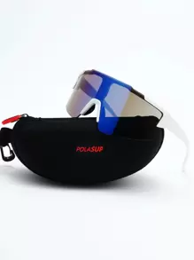 POLASUP 1pc Cycling & Outdoor Sports Goggles With Detachable Strap, Eyeglasses Case Gift Set, Available In Black, White, Blue, Purple, Red, Pink, Suitable For Men And Women, All Seasons Sports For Driving, Fishing, Camping, Cycling, Hiking, Running