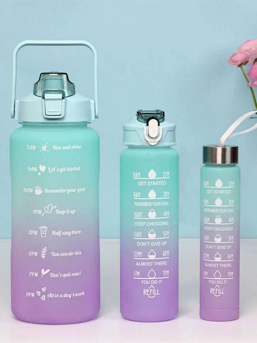 1pc 2L or 750ml or 300ml large capacity green gradient PC water bottle