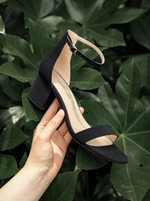 Women Low Heel Pump Sandals Open Toe Dress Shoes Ankle Strap Chunky Block Heeled Sandals For Autumn Prom Wedding Party Daily Wearing - 黑色 - 查看 4