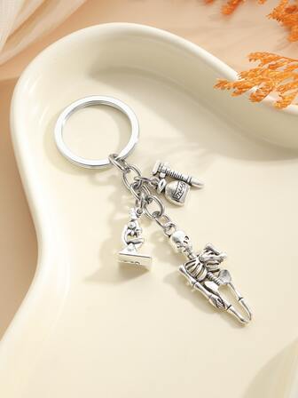 1入組中性骷髏和顯微鏡和藥包包形狀鑰匙圈