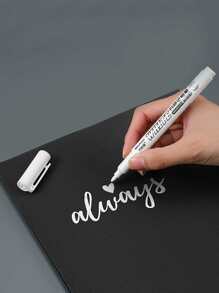 1入組簡約風塑膠馬克筆,多用途基本款白色馬克筆適用於繪畫 - 白色 - 查看 1