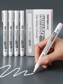 1入組簡約風塑膠馬克筆,多用途基本款白色馬克筆適用於繪畫 - 白色 - 查看 2