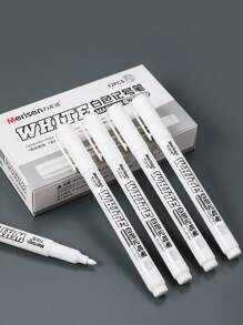 1入組簡約風塑膠馬克筆,多用途基本款白色馬克筆適用於繪畫 - 白色 - 查看 4