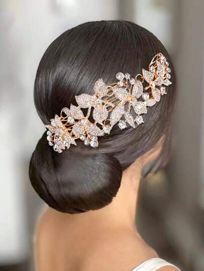 1pc Elegant Wedding Hair Comb For Women, Bridal Glass Crystal Hair Accessories, Bride & Bridesmaid Hair Comb (3 Colors) Valentine's Day Accessories