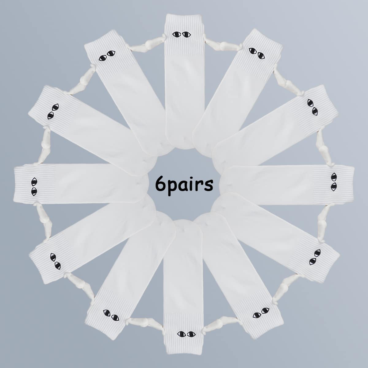 6pairs Magnetic Suction Hand Design Crew Socks - White - View 1