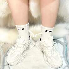 6pairs Magnetic Suction Hand Design Crew Socks - White - View 5