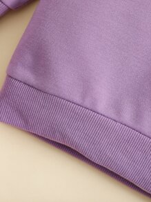 女童紫色蝴蝶印花運動衫套裝,口袋,長袖,長褲款式,適用於秋冬季 - 紫色 - 查看 4