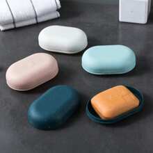 1pc Random Color Travel Soap Dish With Sealing Lid, Leak-Proof Soap Holder For Clean And Hygienic Storage - Multicolor - View 2
