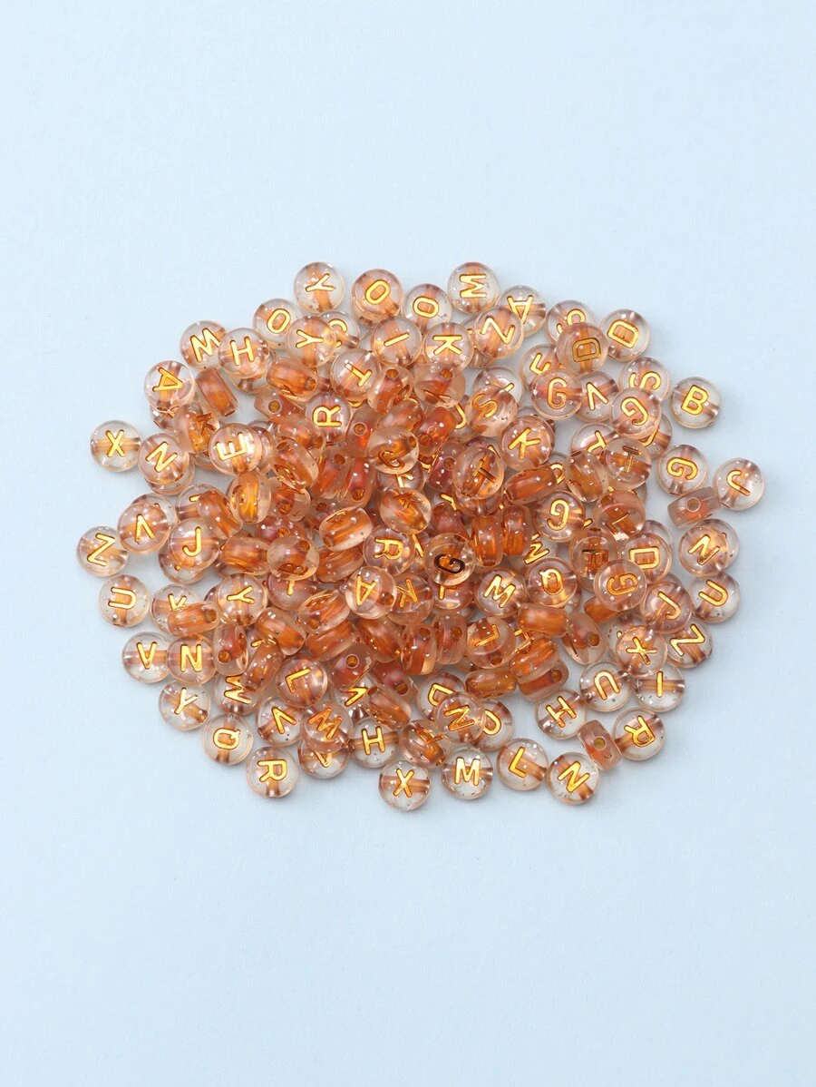 200pcs Acrylic Mixed English Letter Beads, Including 26 Different Letters - Yellow Gold - View 1