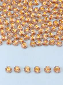 200pcs Acrylic Mixed English Letter Beads, Including 26 Different Letters - Yellow Gold - View 2