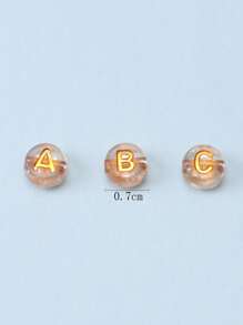 200pcs Acrylic Mixed English Letter Beads, Including 26 Different Letters - Yellow Gold - View 4