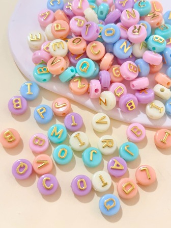 100入組隨機色DIY珠子適用於手環和項鍊製作