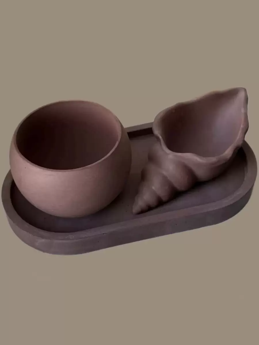 Bộ 3 khuôn nến silicon hình ốc sên biển tự làm, khuôn chậu hoa mọng nước tròn và thạch cao, khay đựng đồ hình bầu dục, đế lót cốc, khuôn keo nhựa trang trí nhà cửa - trắng - Xem 1