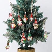 12 piezas Adornos Navidad madera , dulce creativo colgante decoraciones para casa - Multicolor - Ver 2
