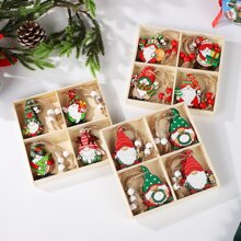12 piezas Adornos Navidad madera , dulce creativo colgante decoraciones para casa - Multicolor - Ver 1