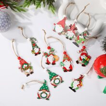 12 piezas Adornos Navidad madera , dulce creativo colgante decoraciones para casa - Multicolor - Ver 3
