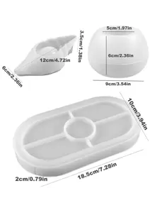 Bộ 3 khuôn nến silicon hình ốc sên biển tự làm, khuôn chậu hoa mọng nước tròn và thạch cao, khay đựng đồ hình bầu dục, đế lót cốc, khuôn keo nhựa trang trí nhà cửa - trắng - Xem 2
