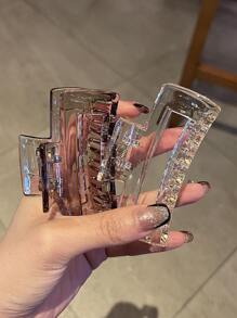 2 件装简约风格透明棕色和白色发夹，适合夏季派对爪夹发夹发夹发夹发夹发夹接发夹，学校用品，学院秋冬发饰，适合女士度假装扮