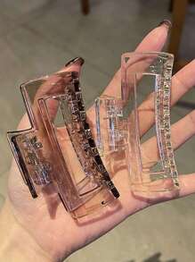 2 件装简约风格透明棕色和白色发夹，适合夏季派对爪夹发夹发夹发夹发夹发夹接发夹，学校用品，学院秋冬发饰，适合女士度假装扮