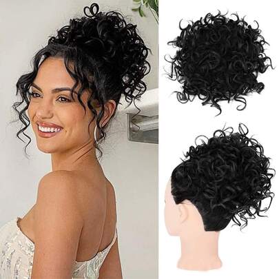 Afro Puff cordón cola de caballo rizado moño de pelo Clip en extensiones de cabello de cola de caballo Updo postizos para mujeres