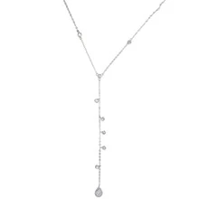 Collar con colgante plata zirconia cúbica incrustado en forma de diamante para de mujeres escote en pico profundo Decoración de vestido - Blanco - Ver 1