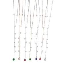 Collar con colgante plata zirconia cúbica incrustado en forma de diamante para de mujeres escote en pico profundo Decoración de vestido - Blanco - Ver 2