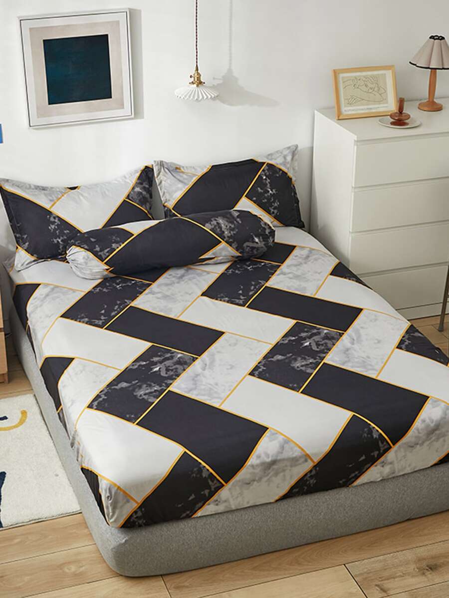 3pcs Hoa văn đá cẩm thạch Bộ trang tính được trang bị - Rượu sâm banh - Xem 1