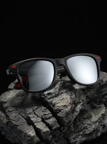 POLASUP 1pc Classic Travel Hiking Style Designed Polarized Fashion Glasses With  Red Colored Design, Red Powder & Silicone Foot Pad, Street Fashion Eyewear Casual Shades Accessories Beach Accessories Glasses Shades - 銀色 - 查看 4