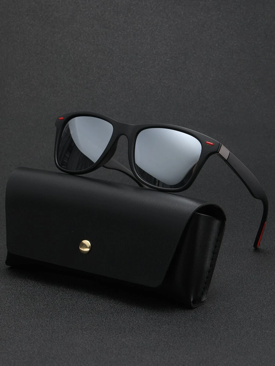 POLASUP 1pc Classic Travel Hiking Style Designed Polarized Fashion Glasses With  Red Colored Design, Red Powder & Silicone Foot Pad, Street Fashion Eyewear Casual Shades Accessories Beach Accessories Glasses Shades - 銀色 - 查看 1