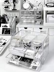 1个透明塑料桌面抽屉收纳盒，3/5/7/9/16个隔层可选，适用于桌面文具收纳 - 無色 - 查看 13