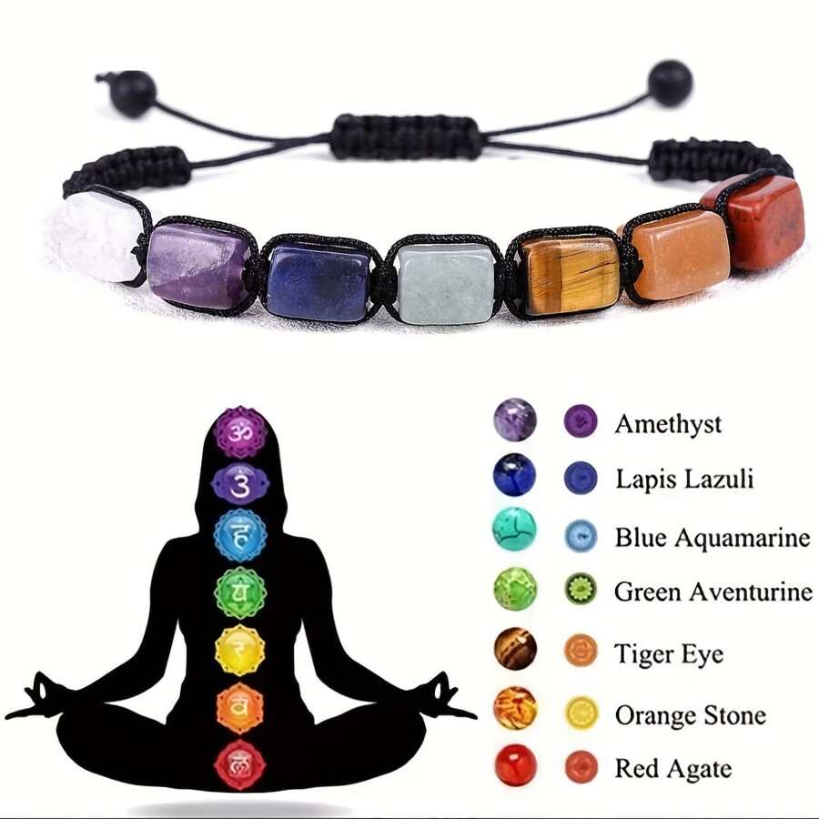 7 Chakra Stone Yoga Bracelet Reiki Healing Crystal Natural Gemstone