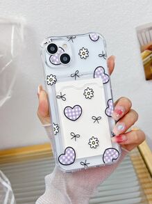 كفر موبايل نمط القلب شفاف فتحة بطاقة - متعدد الألوان - مشاهدة 3