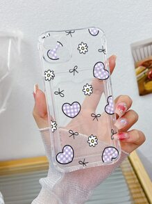 كفر موبايل نمط القلب شفاف فتحة بطاقة - متعدد الألوان - مشاهدة 1