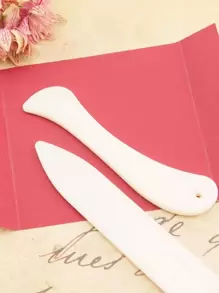 2Pcs Folder Paper Crease Tool Plastic Folding Crease Scrapbook DIY Hand Binding Card Tool Leather Edger - White - View 1