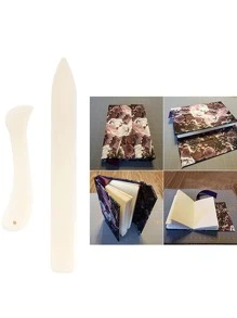 2Pcs Folder Paper Crease Tool Plastic Folding Crease Scrapbook DIY Hand Binding Card Tool Leather Edger - White - View 5